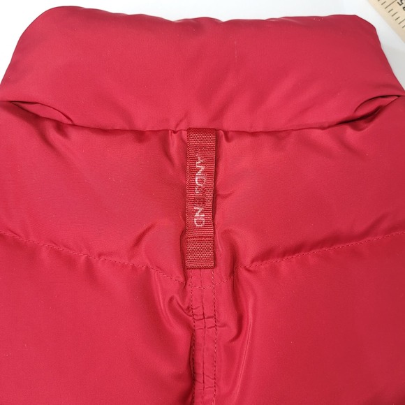 Land's End Puffer Vest Womens XS Red Zip Down Feathers Collar Pockets Lined - Picture 9 of 10